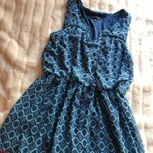 Different shade of blues dress.